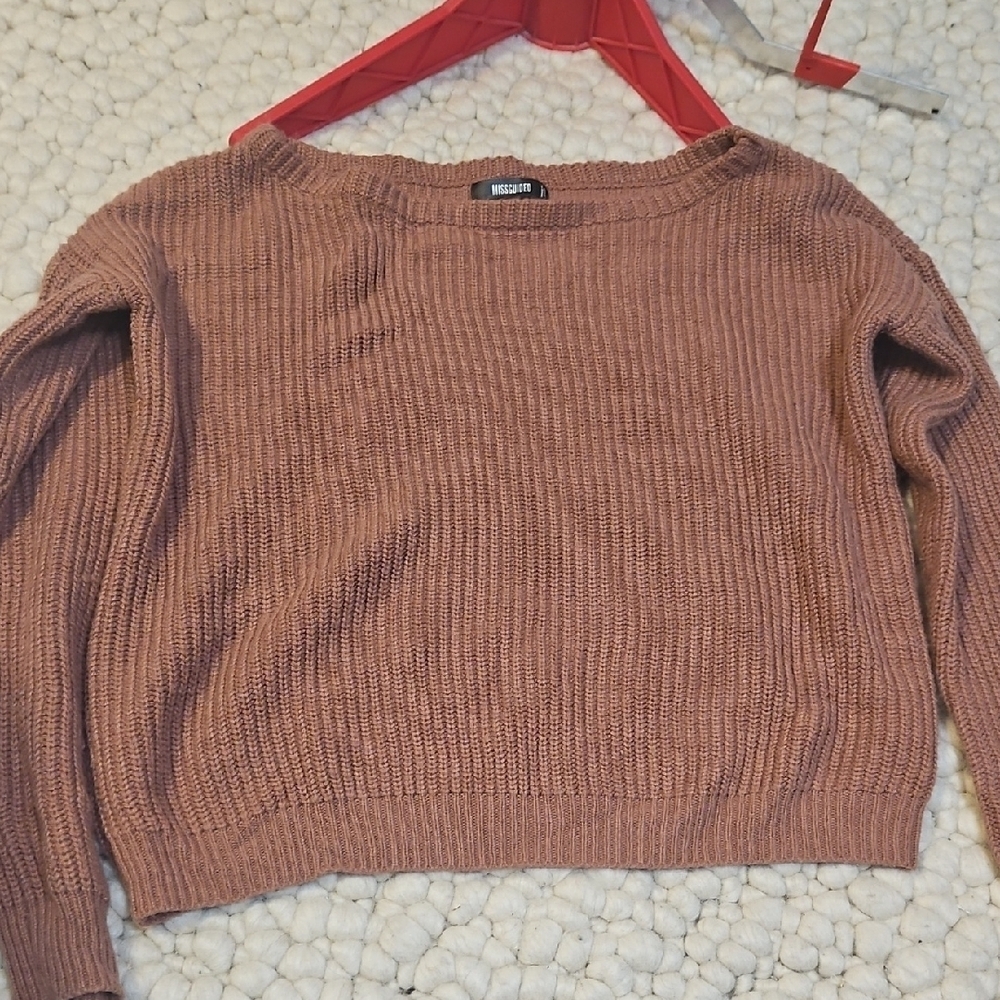 Missguided Women's Pink Ribbed Crew Neck Sweater